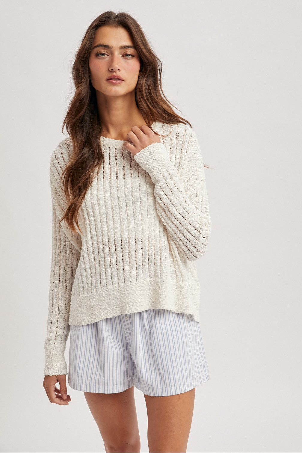Boucle Ribbed Sweater Off White