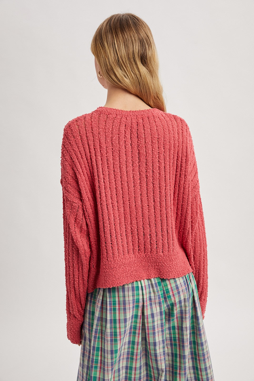 Boucle Ribbed Sweater Berry