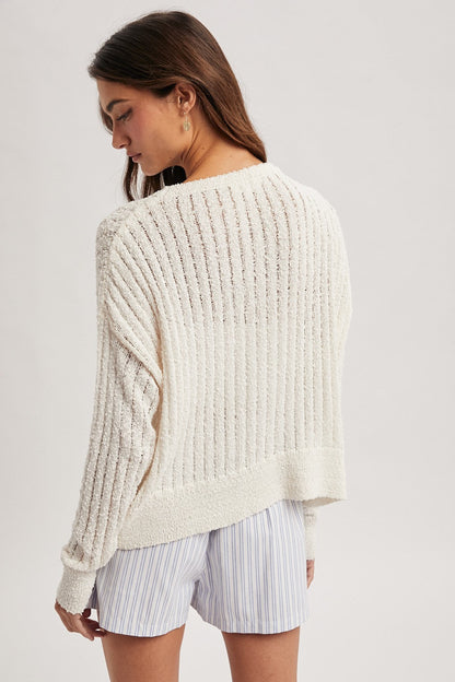 Boucle Ribbed Sweater Off White