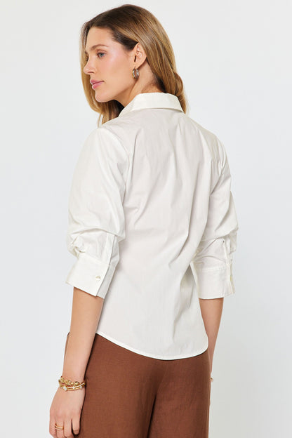 3/4 Sleeve Button Down Shirt Ivory