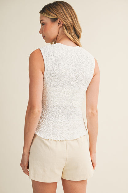 Textured Popcorn Knit Sleeveless Top