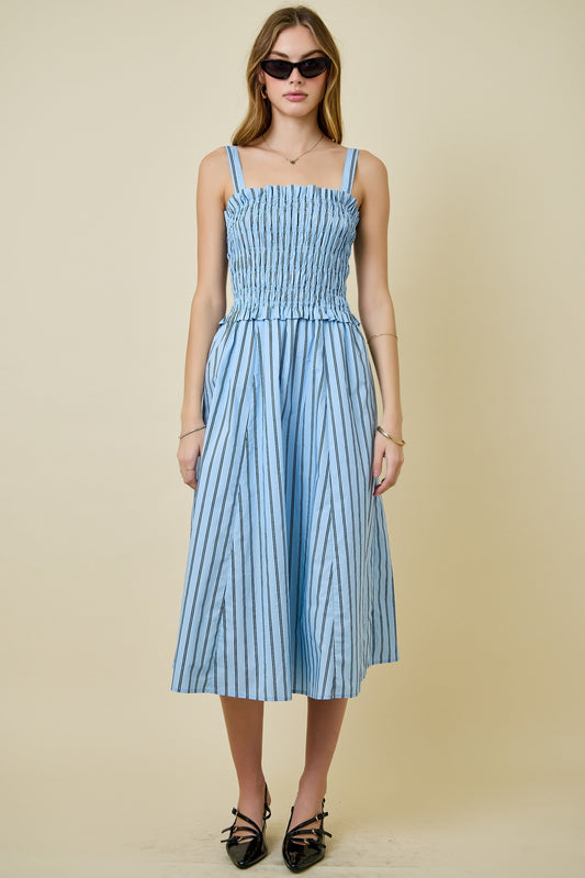 Smocked Bodice Midi Dress