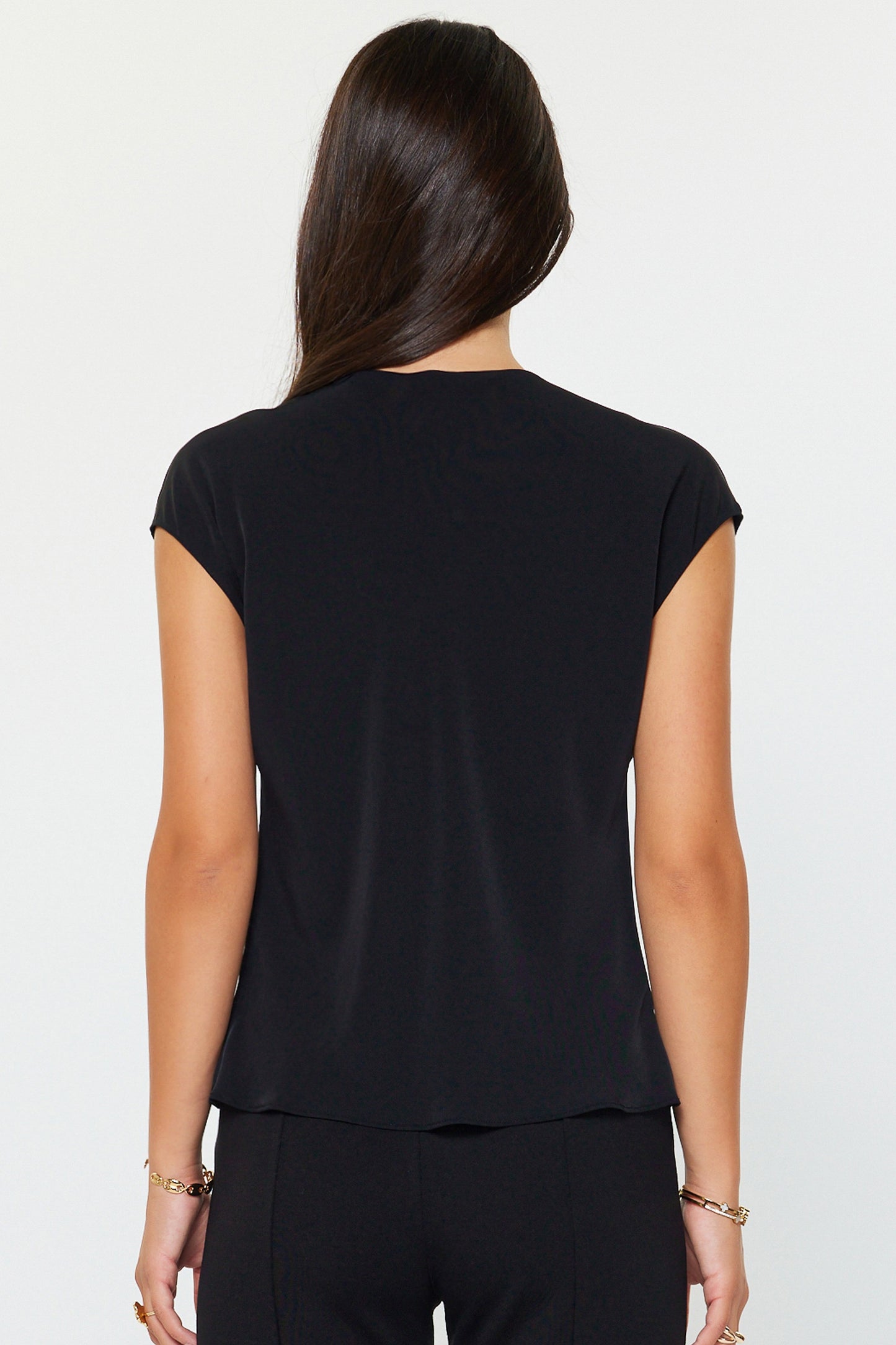 Draped Cowl Neck Top Black