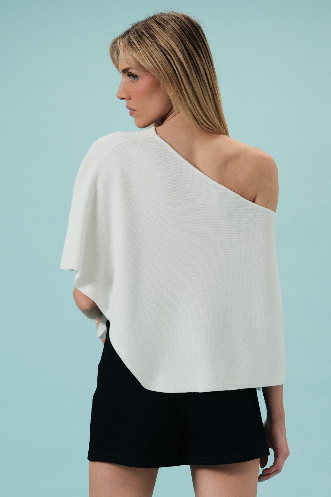 Slouchy Neck Poncho Knit Top