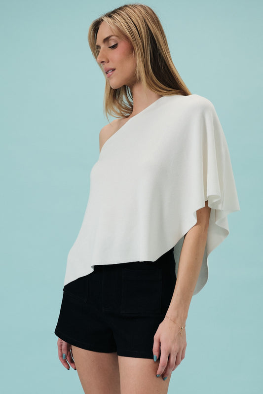 Slouchy Neck Poncho Knit Top