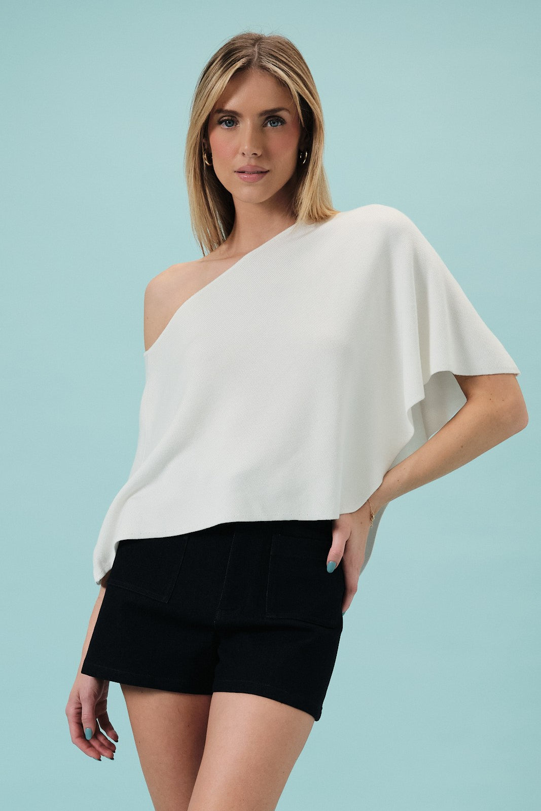 Slouchy Neck Poncho Knit Top