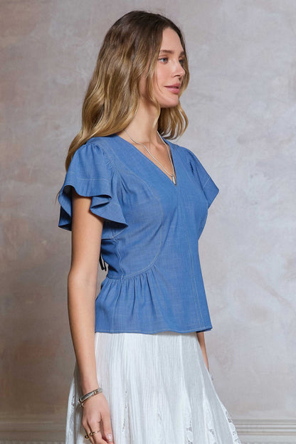 Short Sleeve Peplum Blouse