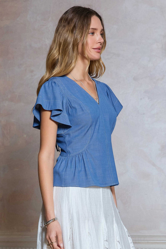 Short Sleeve Peplum Blouse