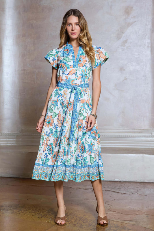 Floral Pleated Midi Dress