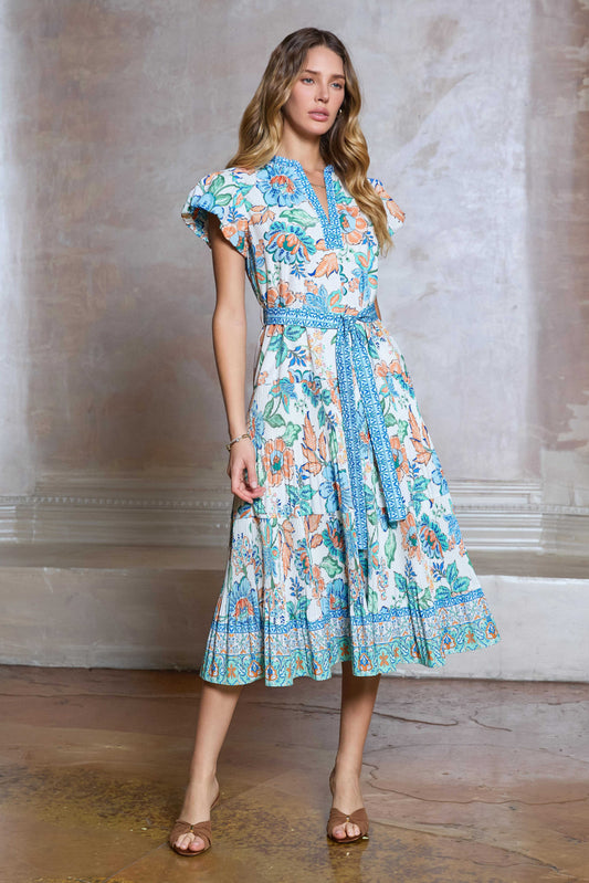 Floral Pleated Midi Dress
