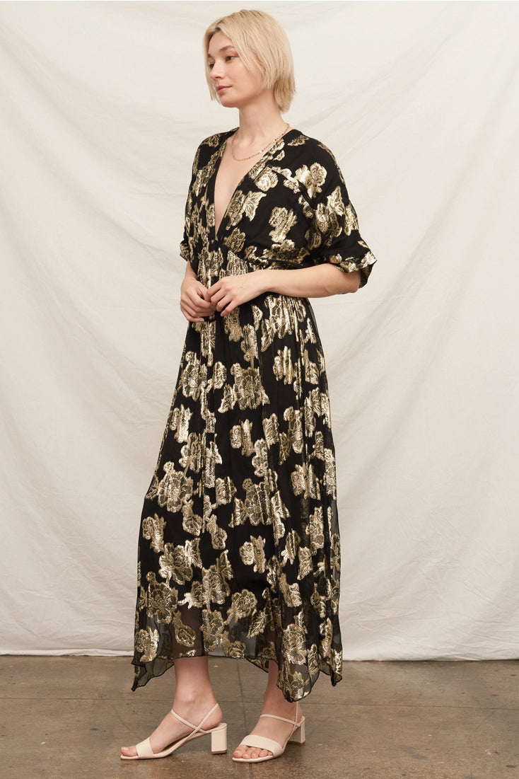 V-Neck Lurex Maxi Dress