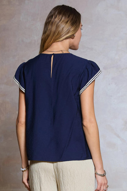 Boho Embroidered Cap Sleeve Blouse
