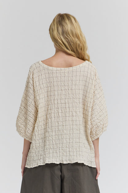 Check Print Gauze Blouse