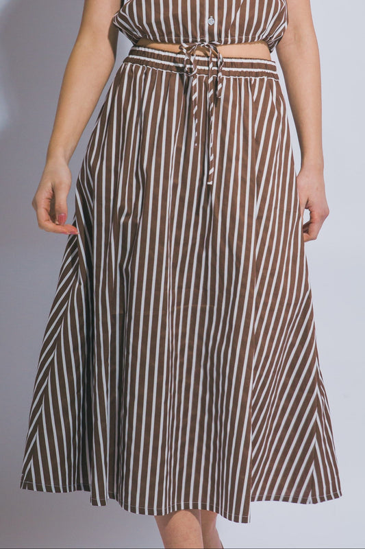 A-Line Strip Midi Skirt