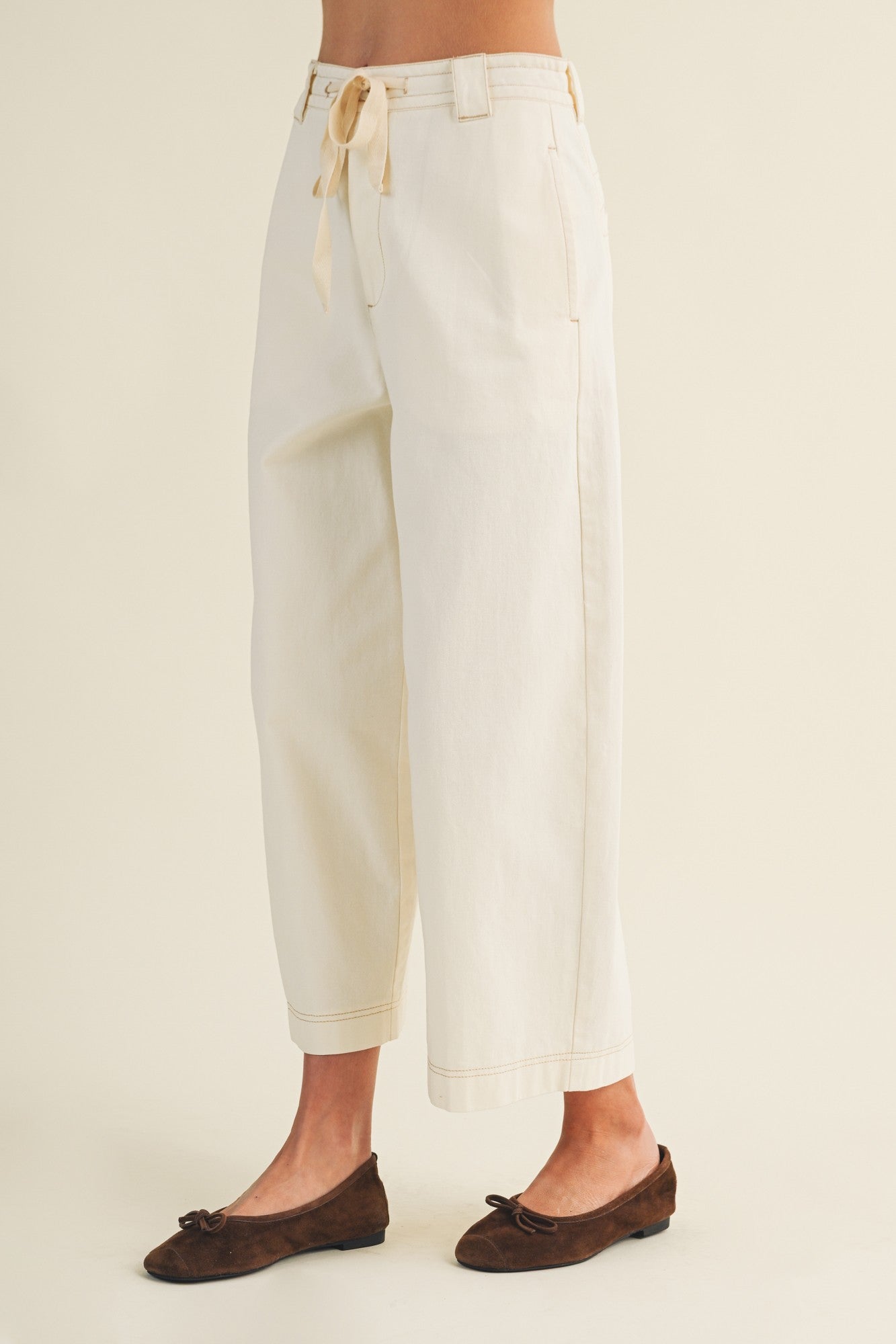 High Rise Wide Leg Utility Twill Pants