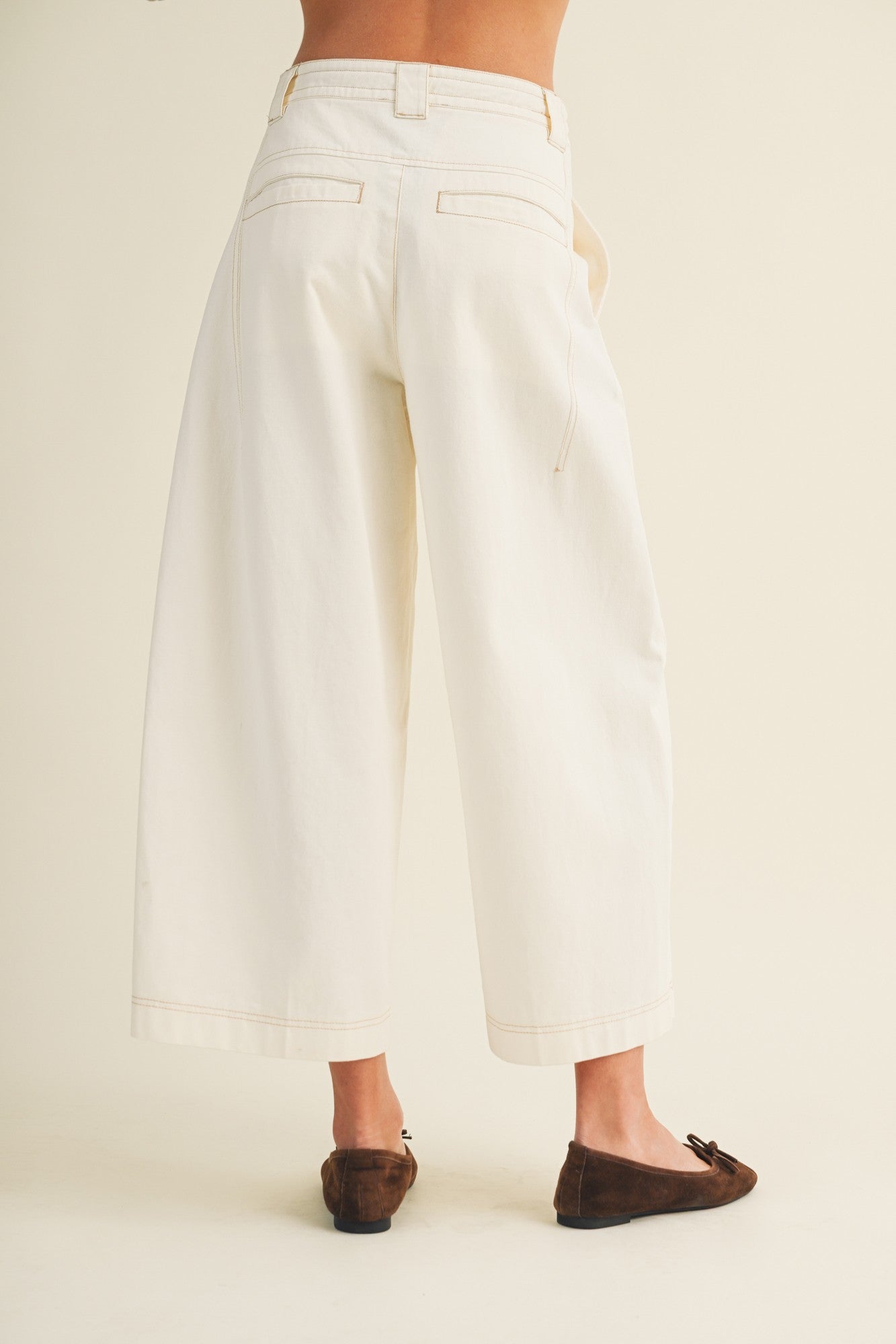 High Rise Wide Leg Utility Twill Pants