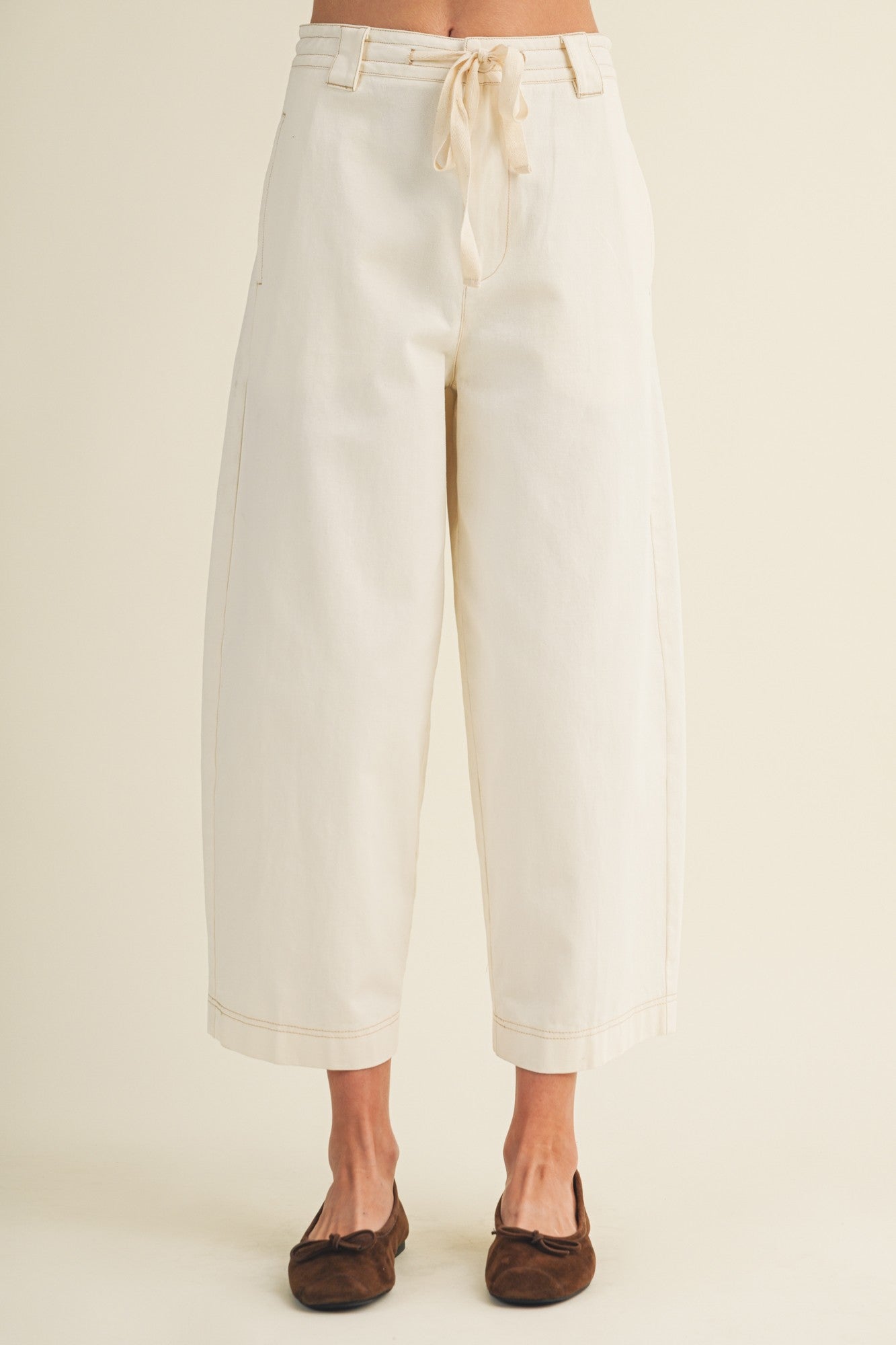 High Rise Wide Leg Utility Twill Pants
