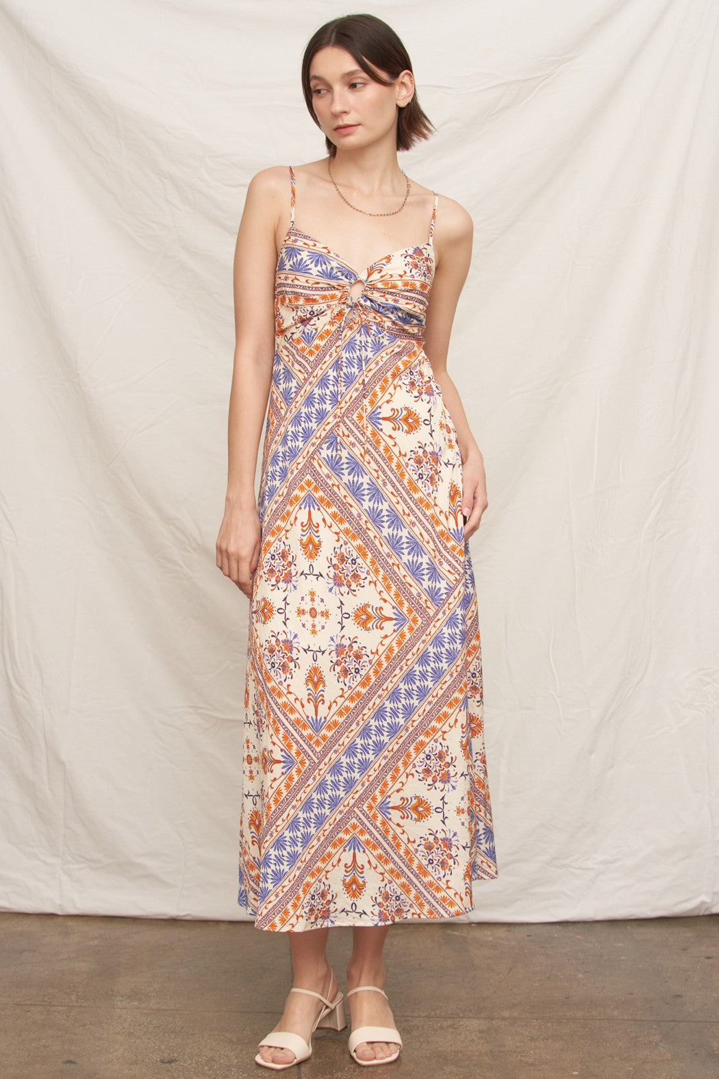 Paisley Print Midi Slip Dress