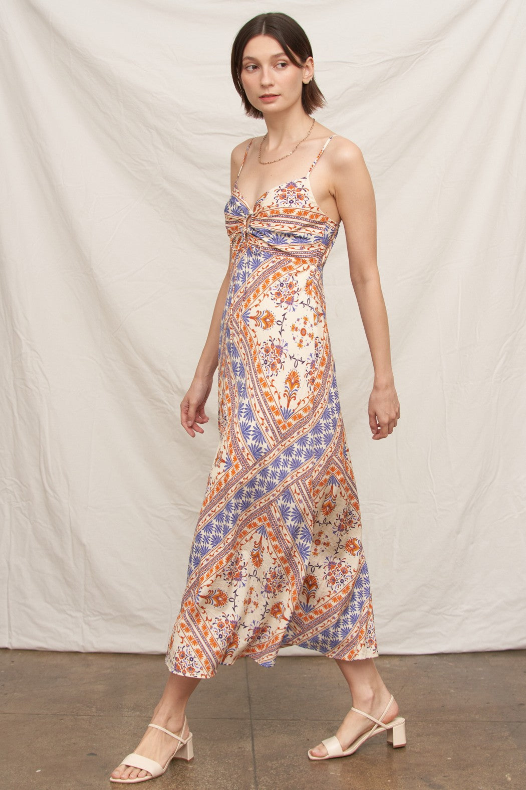 Paisley Print Midi Slip Dress