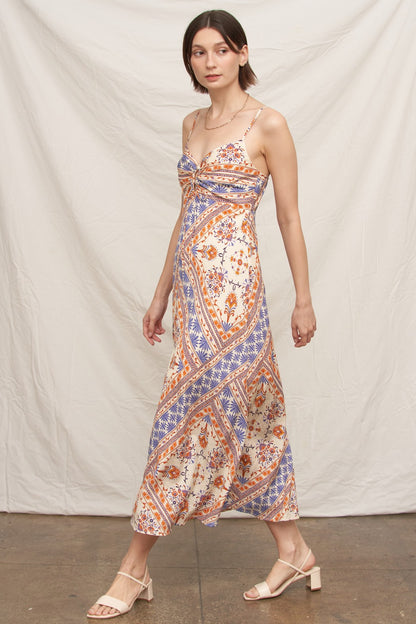 Paisley Print Midi Slip Dress
