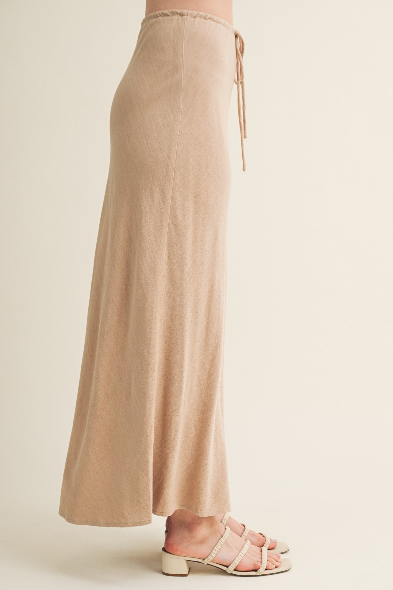 Braided Drawstring Waist Maxi Skirt