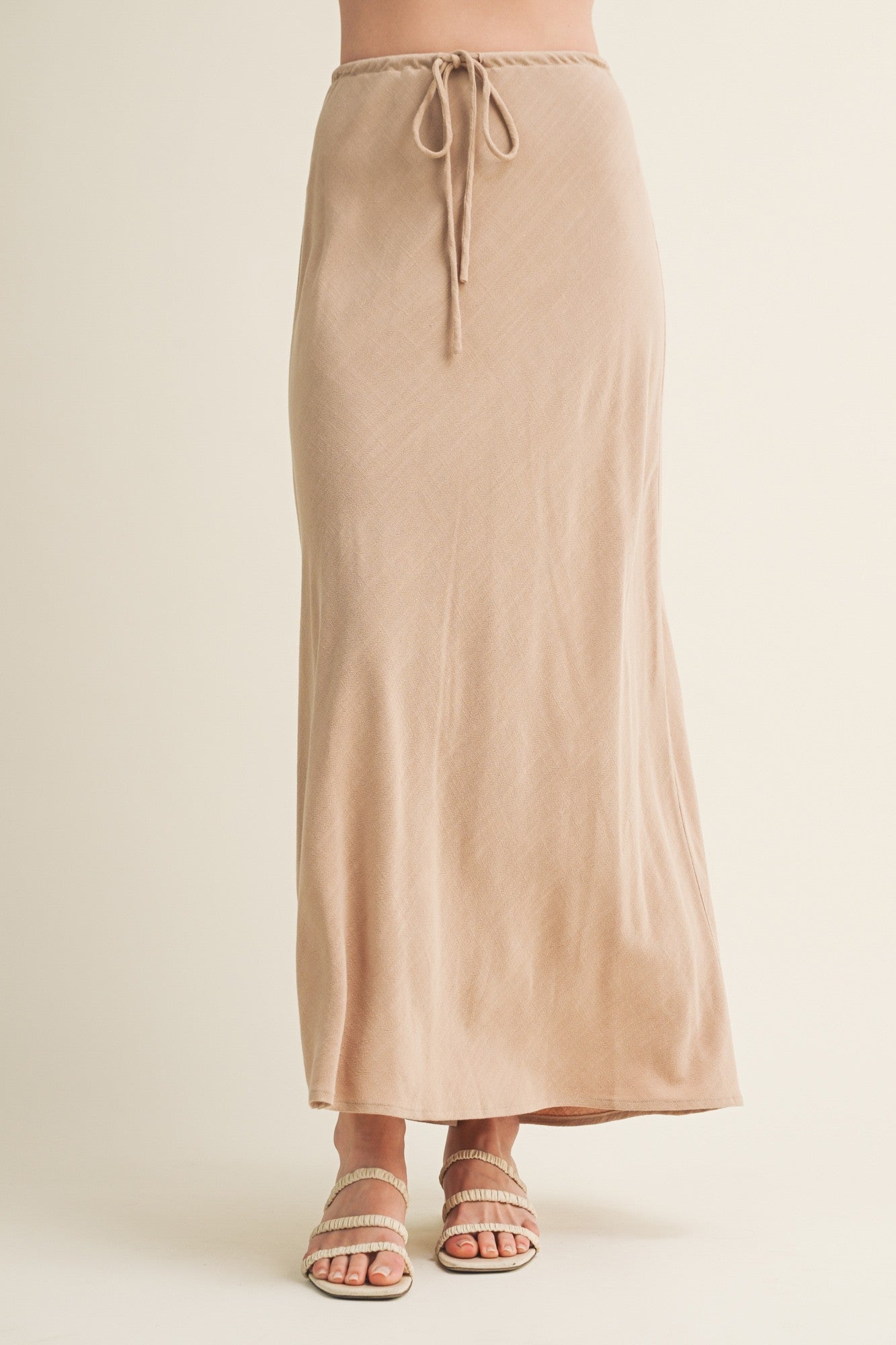 Braided Drawstring Waist Maxi Skirt
