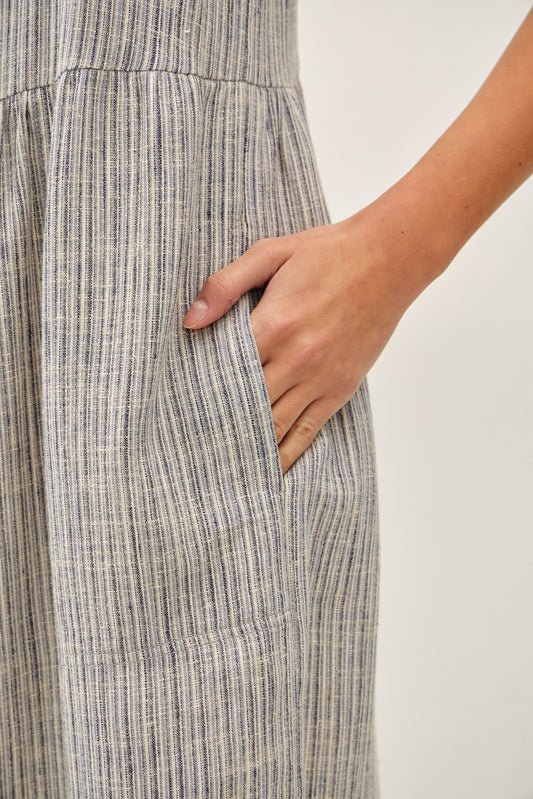 Striped Button Up Tank Dress