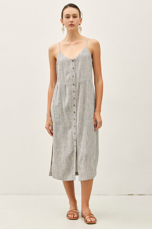 Striped Button Up Tank Dress