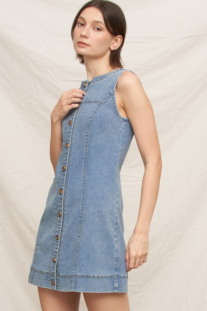 Sleeveless Denim Mini Dress