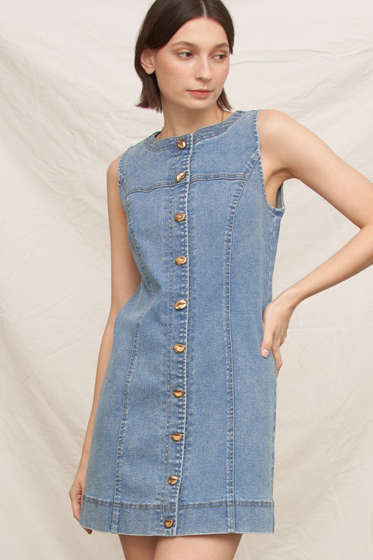 Sleeveless Denim Mini Dress