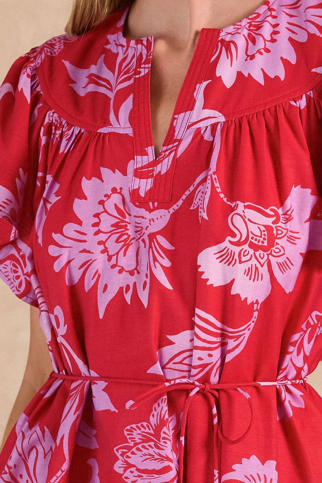 Floral Print Flutter Sleeve Mini Dress