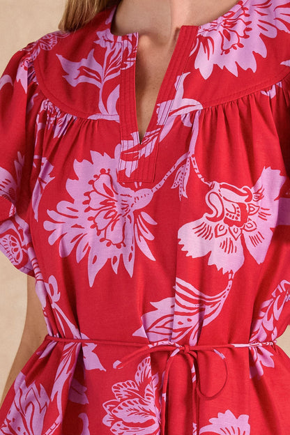 Floral Print Flutter Sleeve Mini Dress