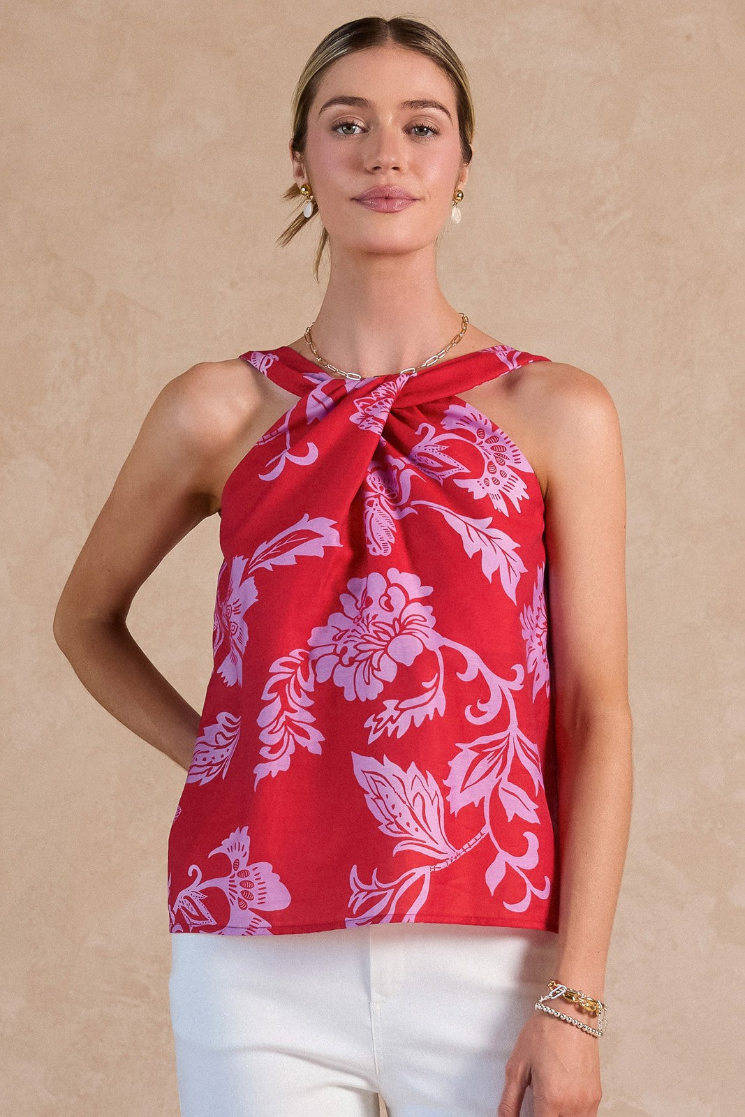 Floral Twist Halter Neck Top