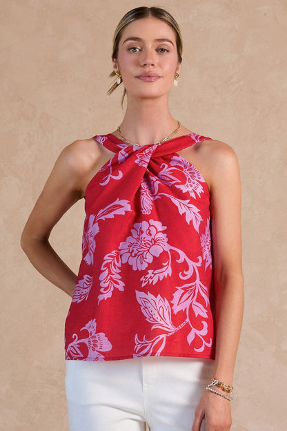 Floral Twist Halter Neck Top