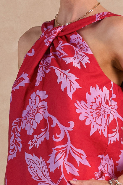Floral Twist Halter Neck Top