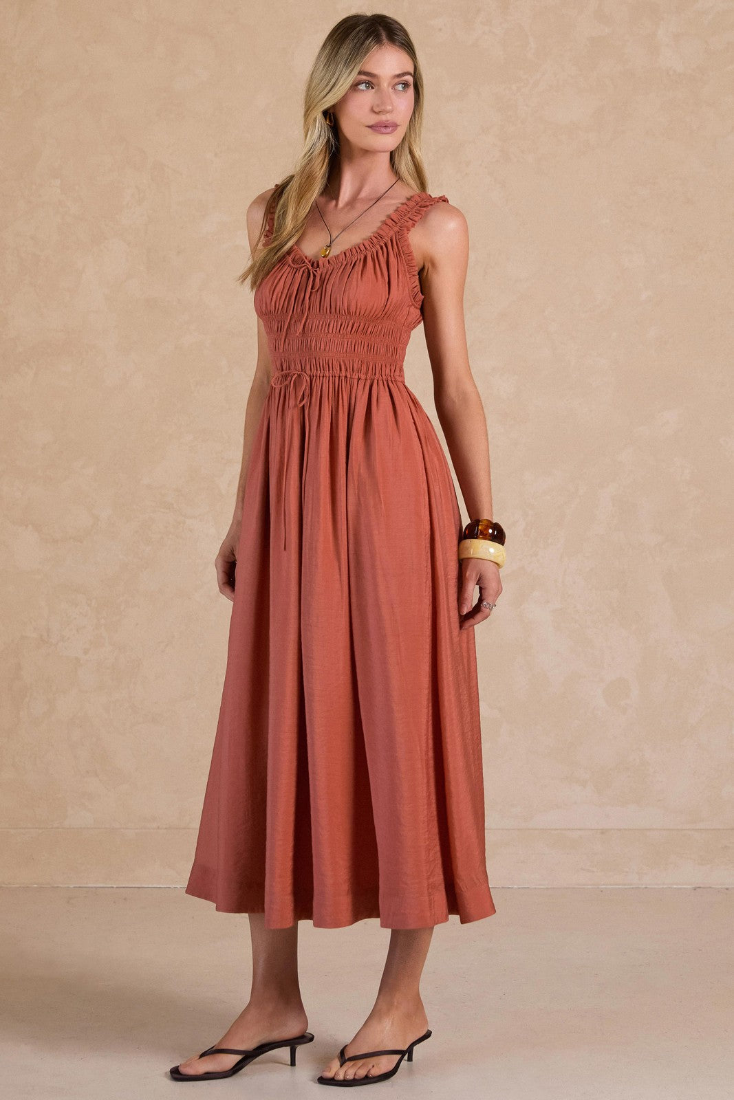 Ruffled Sweetheart Sleeveless Maxi Dress