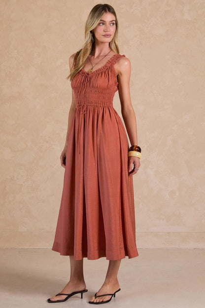 Ruffled Sweetheart Sleeveless Maxi Dress