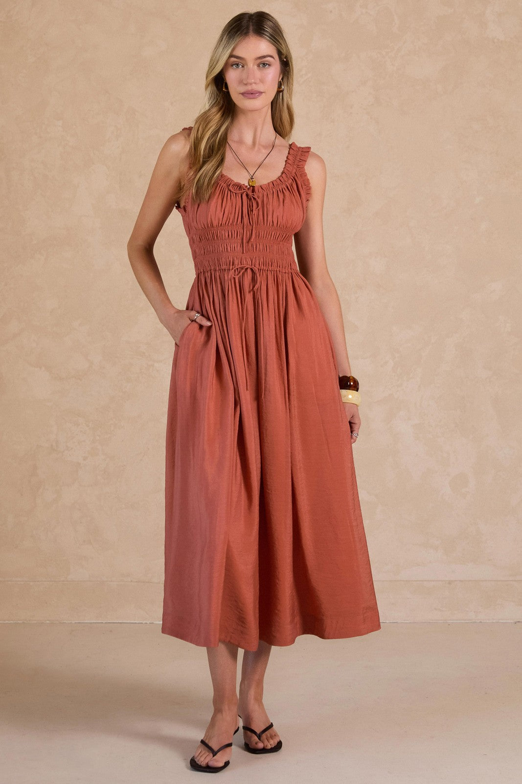 Ruffled Sweetheart Sleeveless Maxi Dress