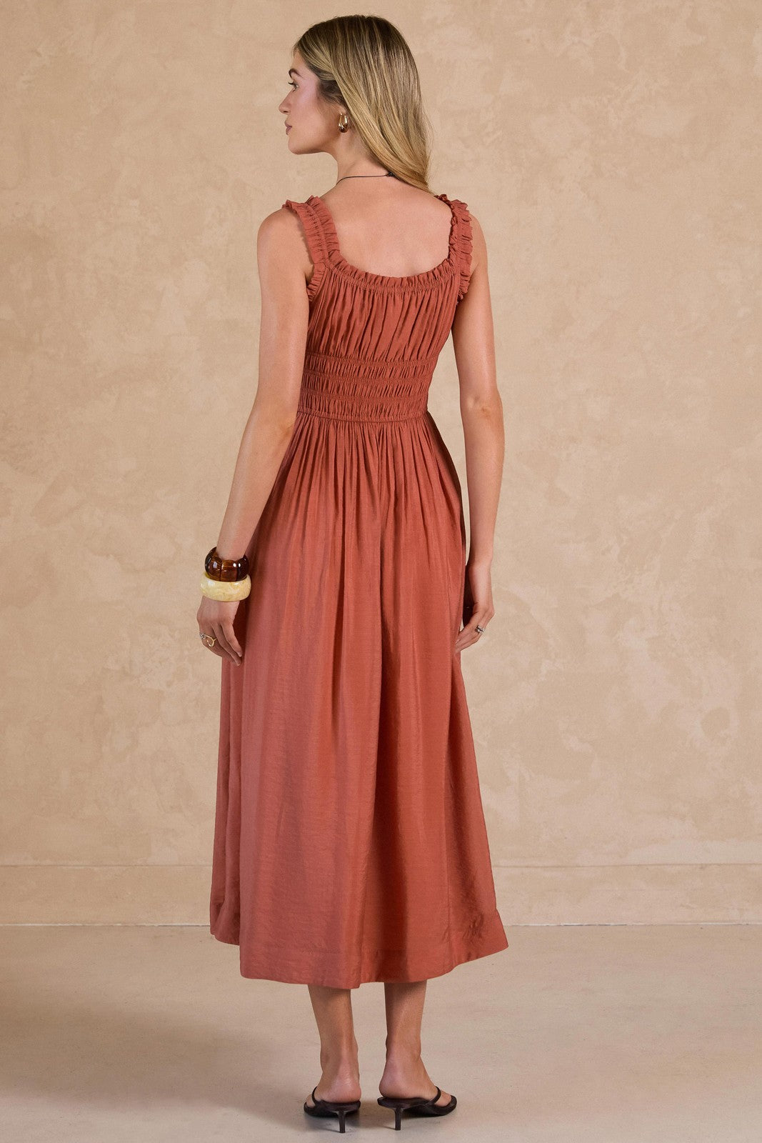Ruffled Sweetheart Sleeveless Maxi Dress