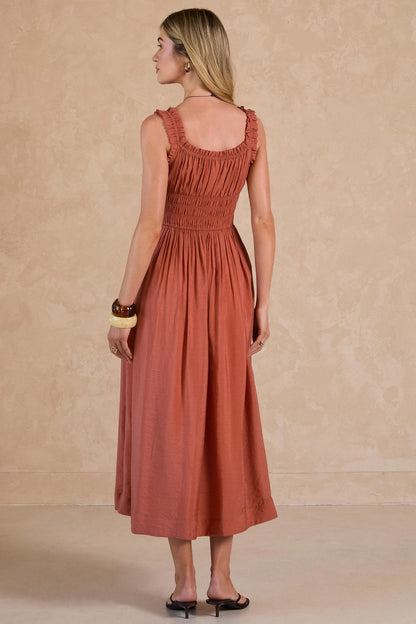 Ruffled Sweetheart Sleeveless Maxi Dress
