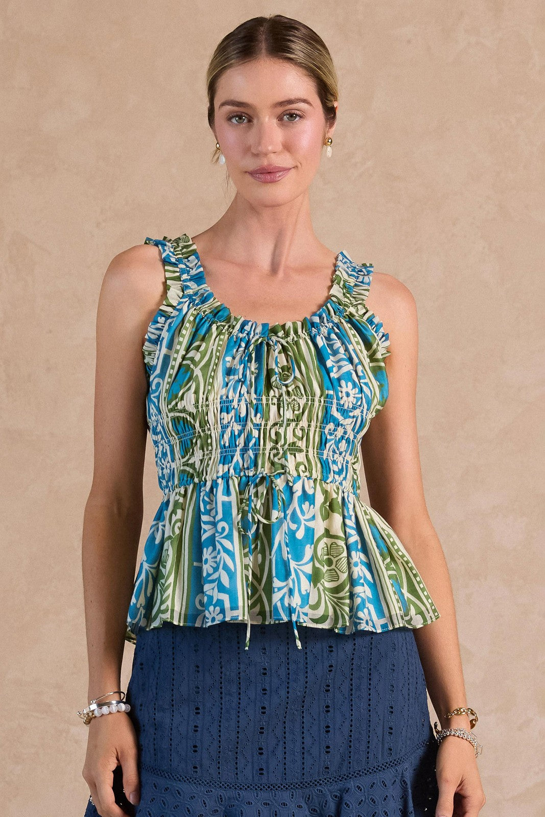 Ruffled Sweetheart Sleeveless Top