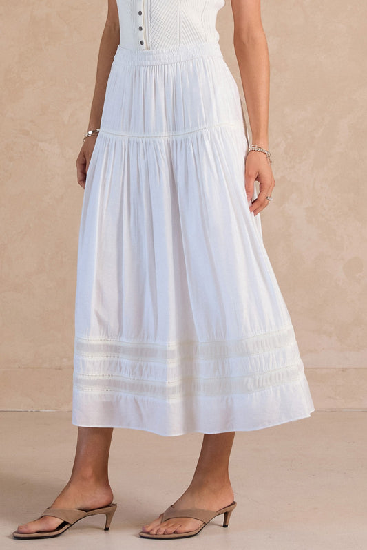 Tiered A-line Midi Skirt