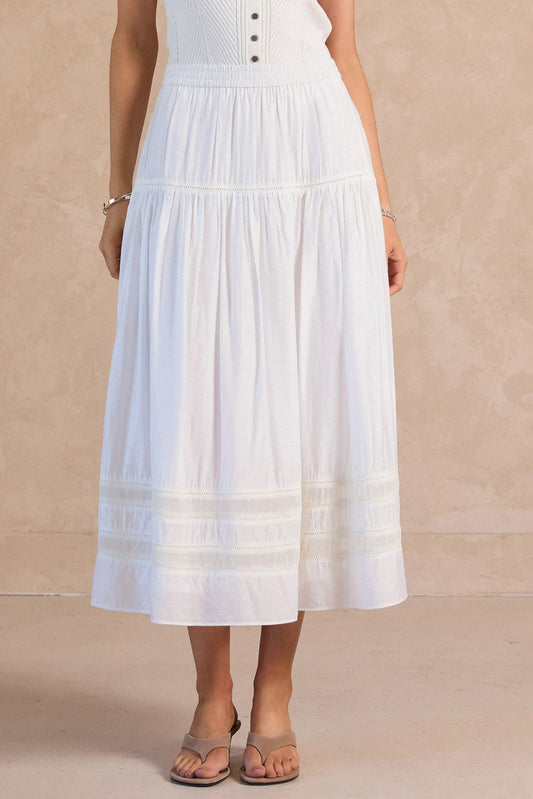 Tiered A-line Midi Skirt