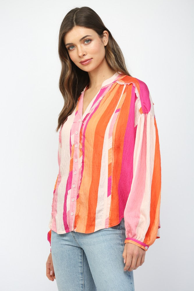 Boxy Button Down Stripe Shirt