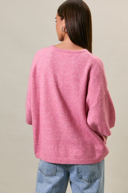 Short Sleeve Lightweight Cardigan Guava