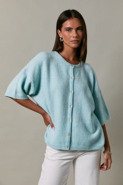 Short Sleeve Lightweight Cardigan Mint