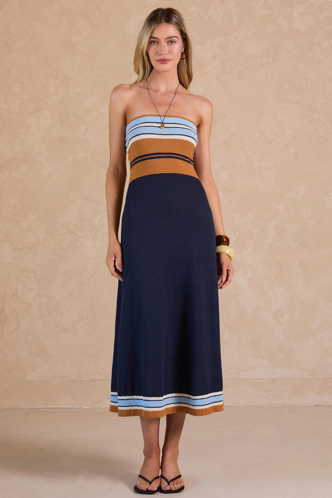 Terry Knit Halter Midi Dress