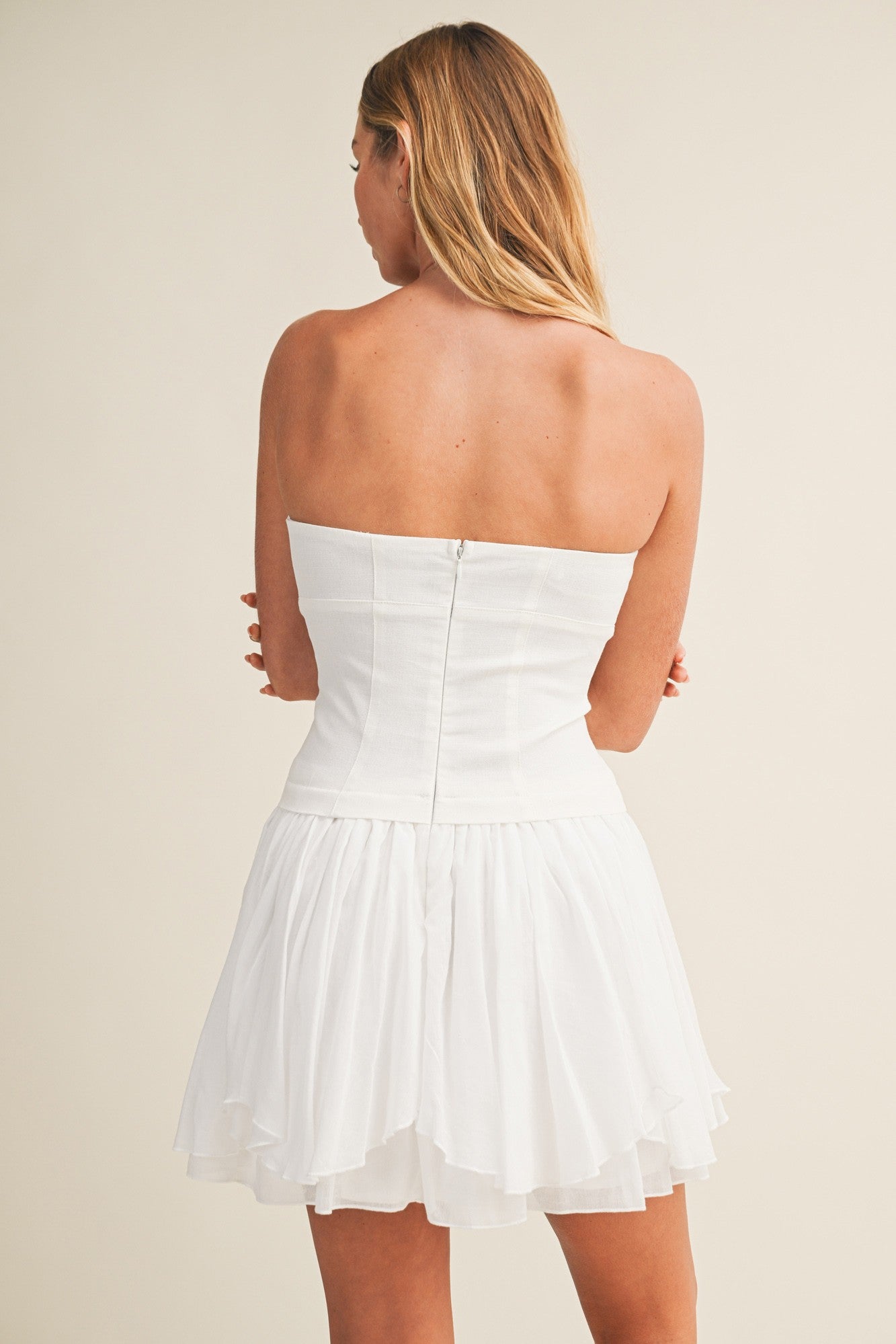 Strapless Bodice Drop Waist Dress