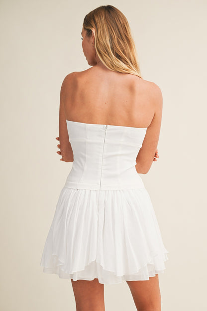Strapless Bodice Drop Waist Dress