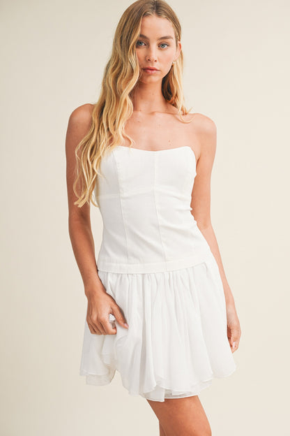 Strapless Bodice Drop Waist Dress
